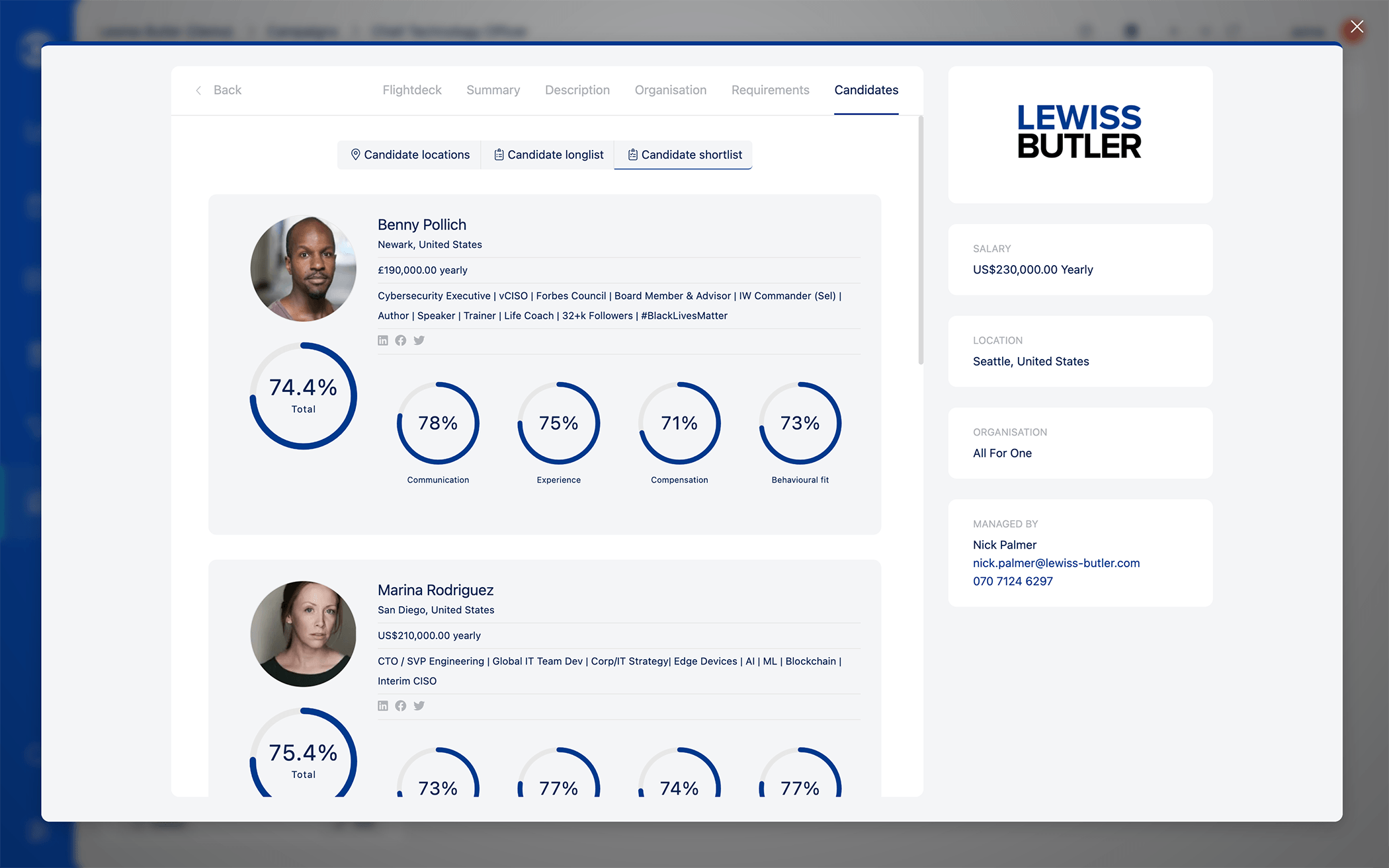 Candidate presentation in Hire Insight