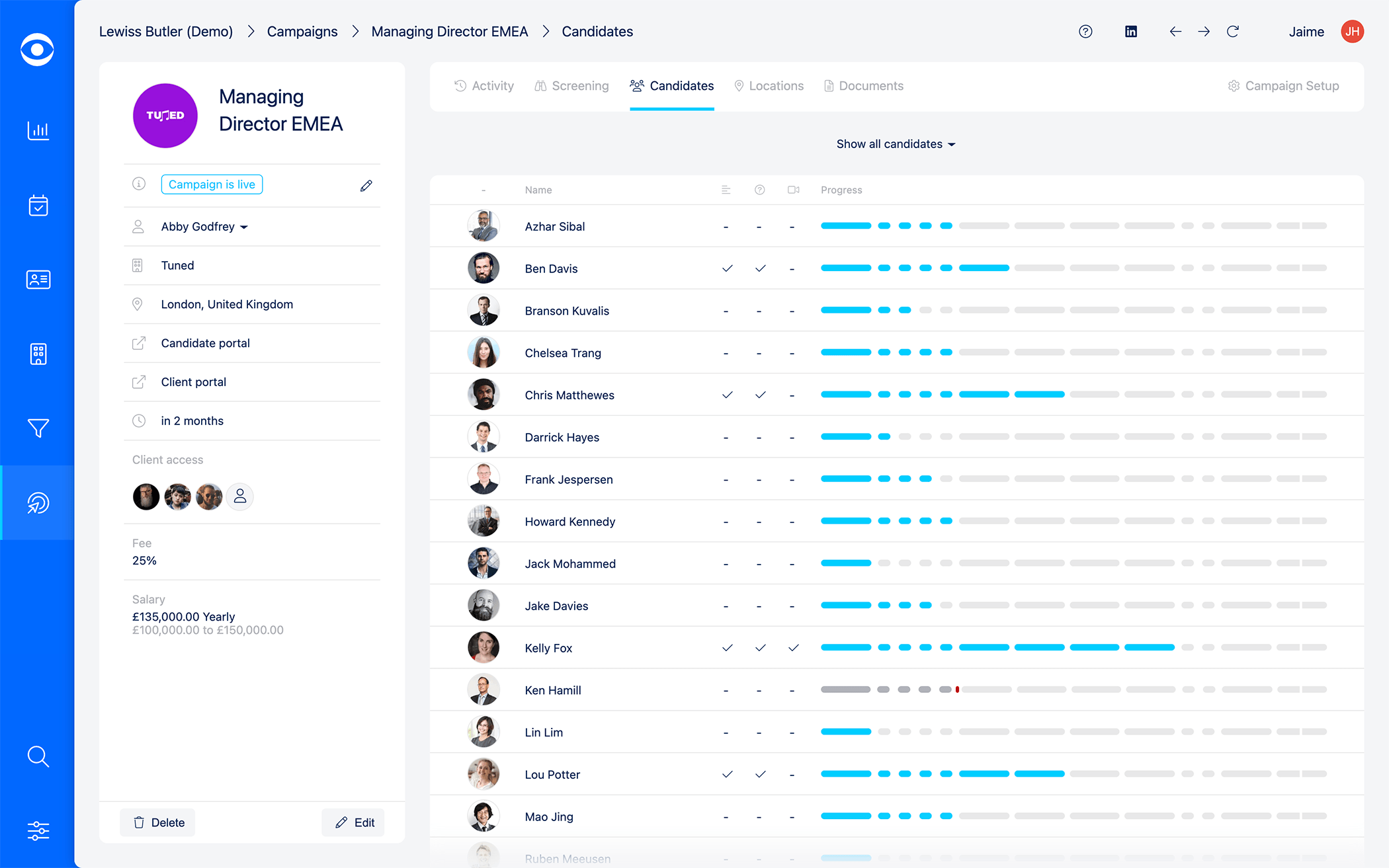 Demo tool in Hire Insight
