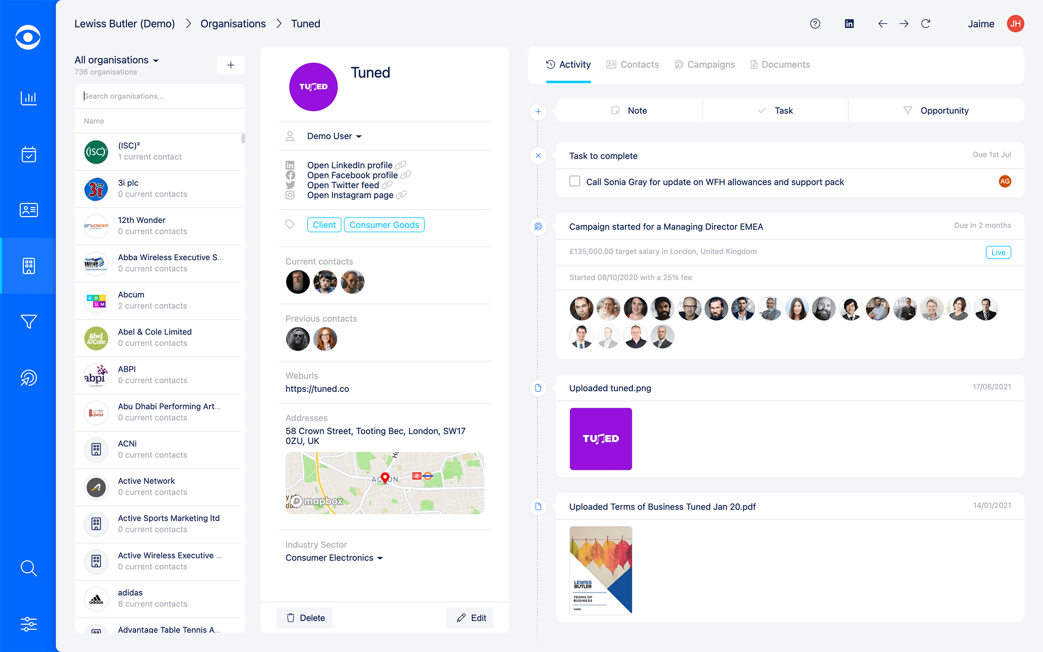 Organisation management in Hire Insight